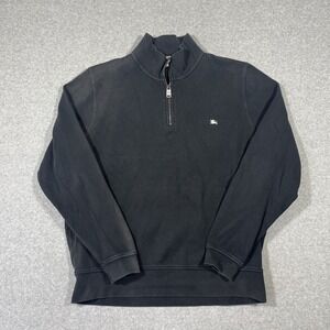 Burberry London Men XXL Black Quarter 1/4 Zip Pullover Casual Preppy Luxury